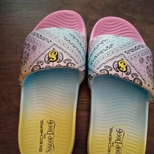 Skechers Slide Sandals - Pink, Light Blue, Yellow Gradient